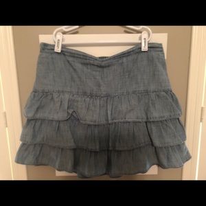 Lands End ruffle denim skirt